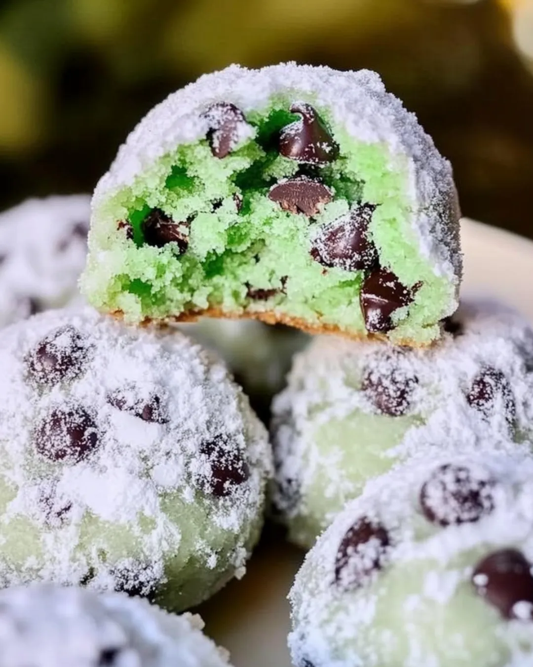 Mint Chocolate Chip Snowball Cookies Recipe