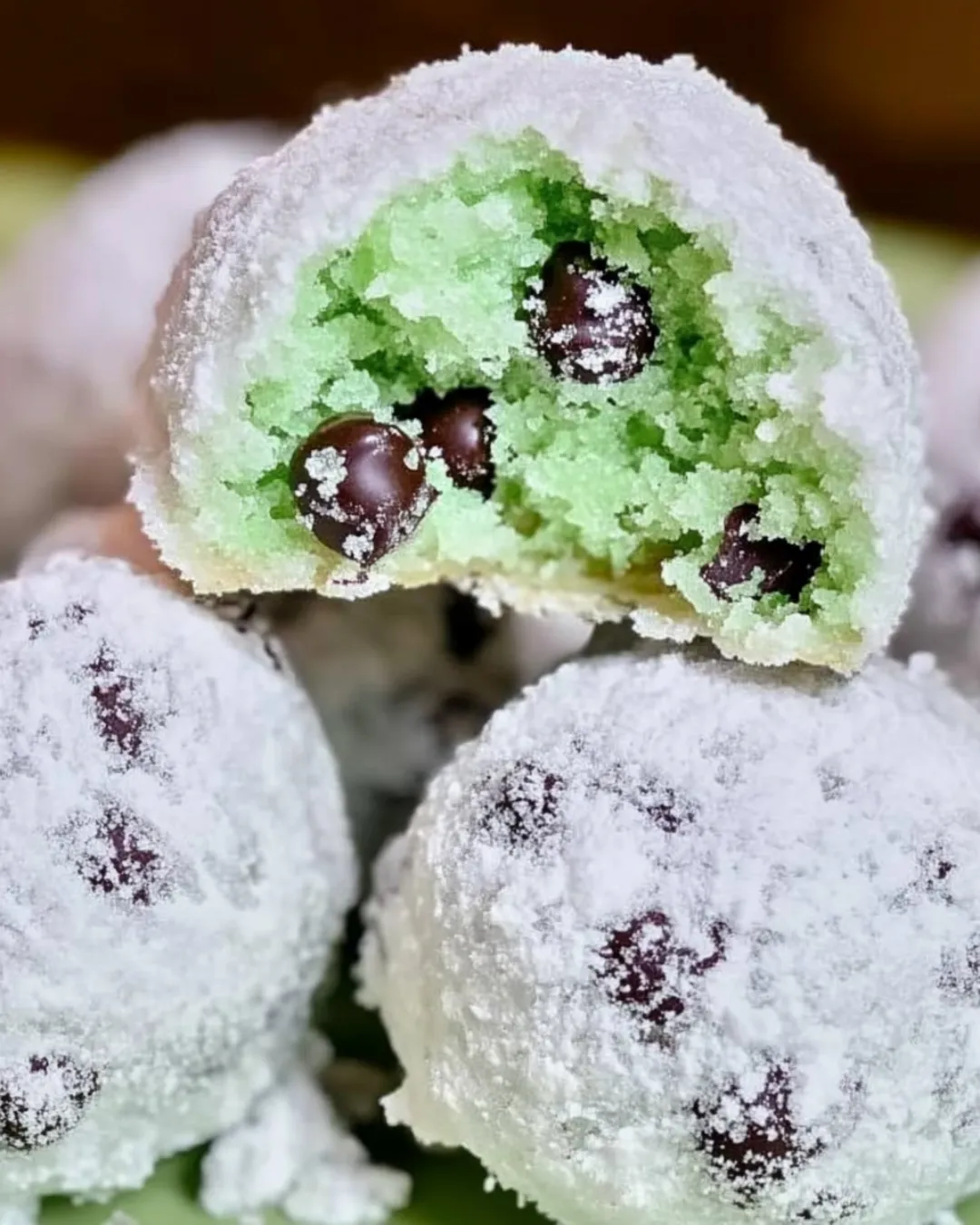 Mint Chocolate Chip Snowball Cookies Recipe