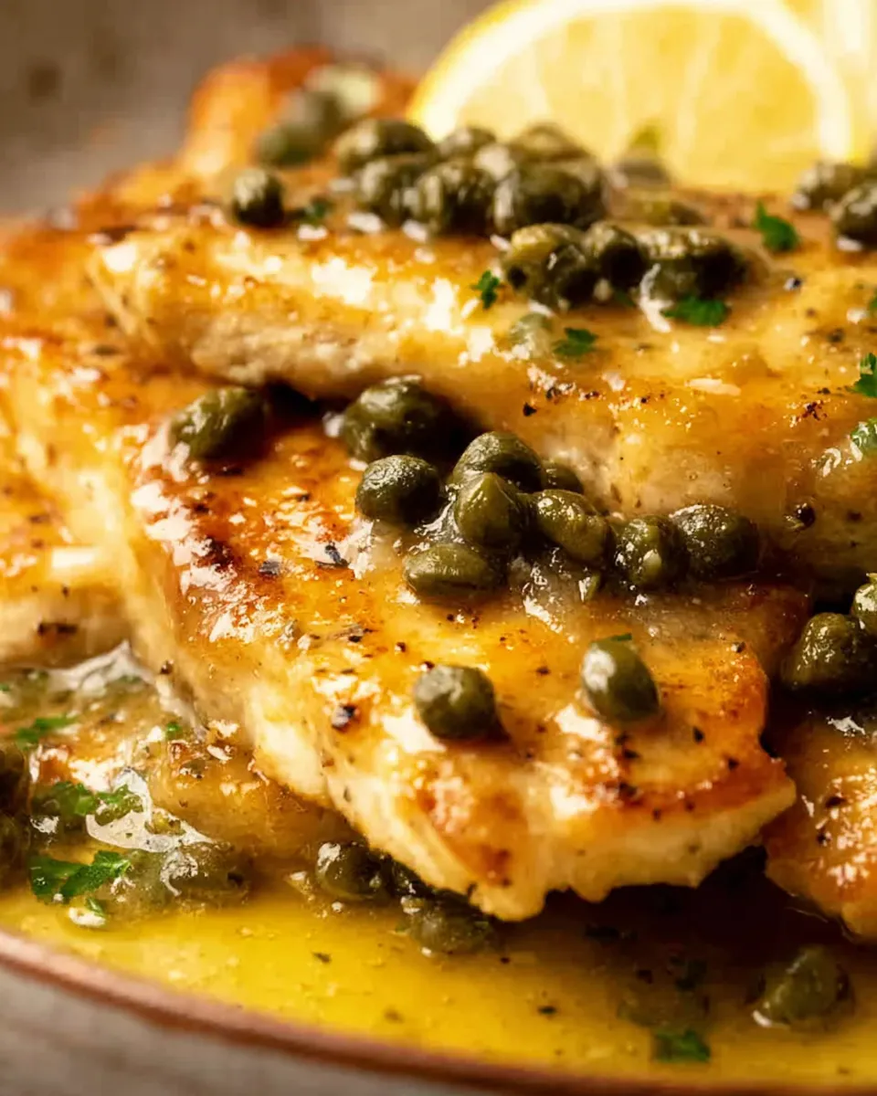 Served Mediterranean Style Chicken Piccata