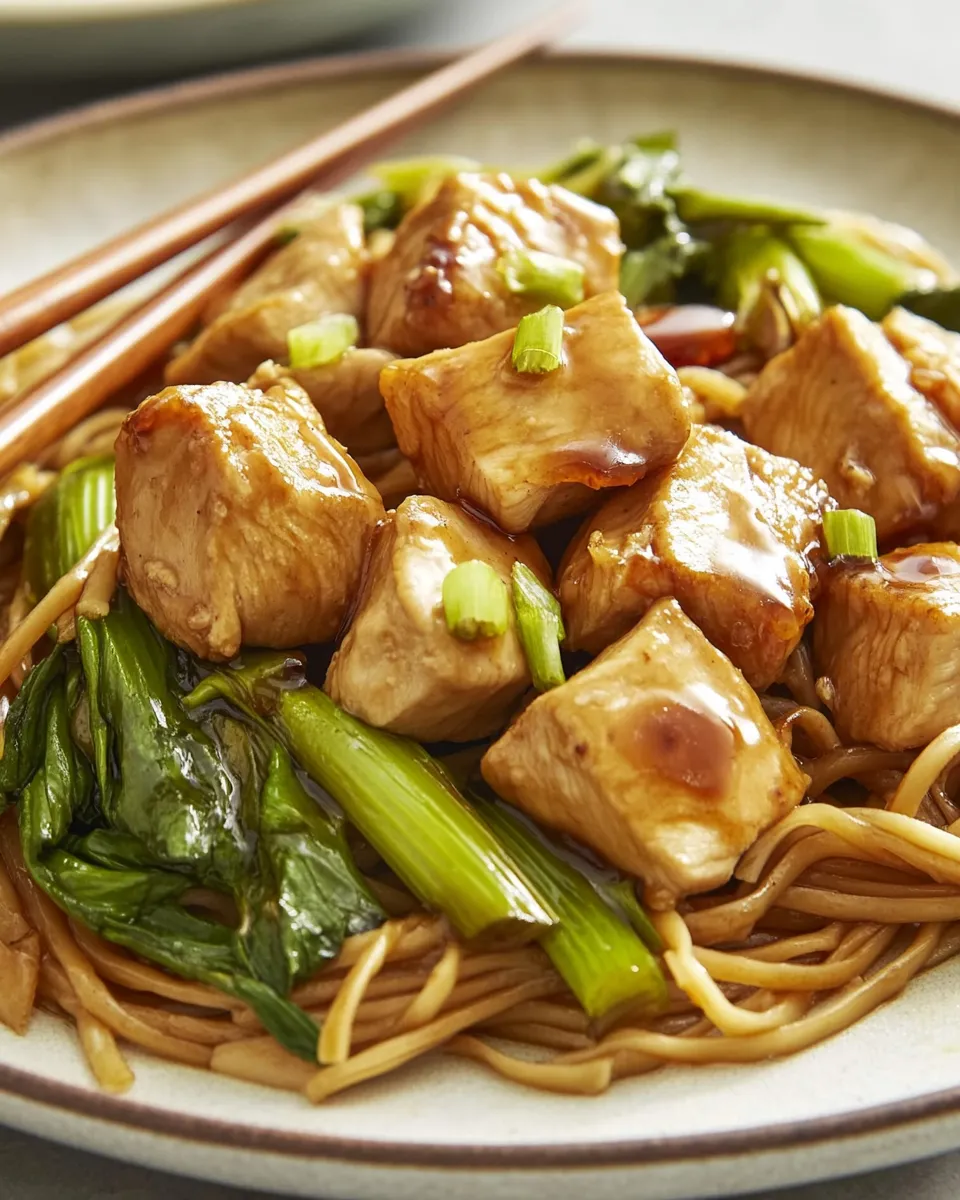Chicken Teriyaki Noodles with tender chicken, stir-fried vegetables, and a glossy teriyaki sauce.