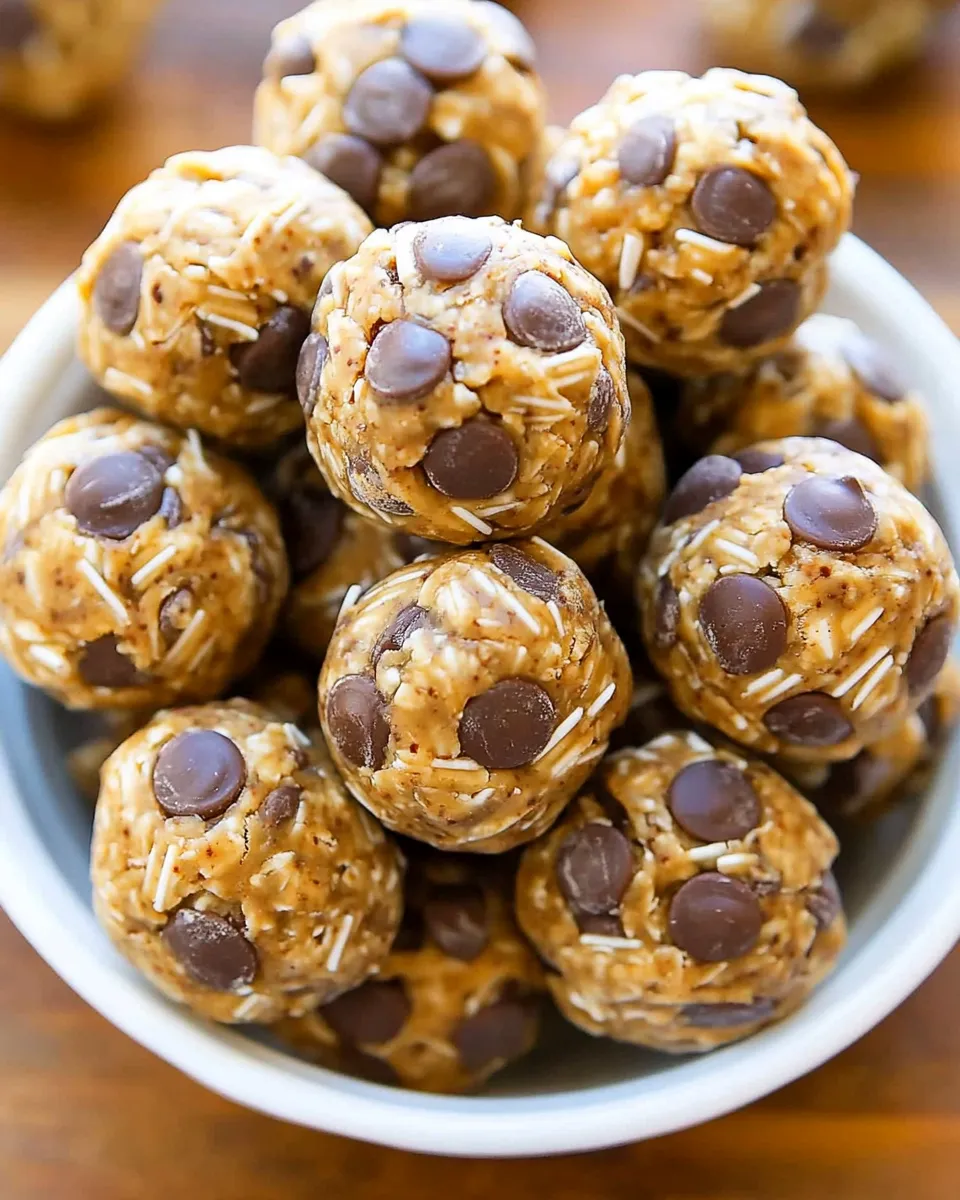 No-Bake Energy Balls made with oats, peanut butter, honey, and chocolate chips on a plate.