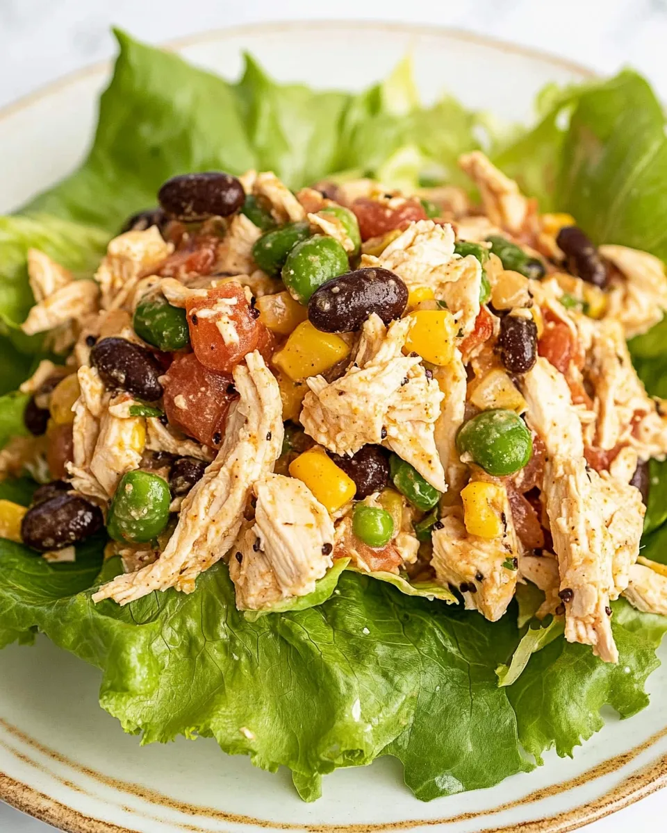 Quick Southwest Chicken Salad with fresh veggies, black beans, and a creamy dressing.