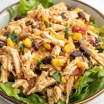 Quick Southwest Chicken Salad with fresh veggies, black beans, and a creamy dressing.