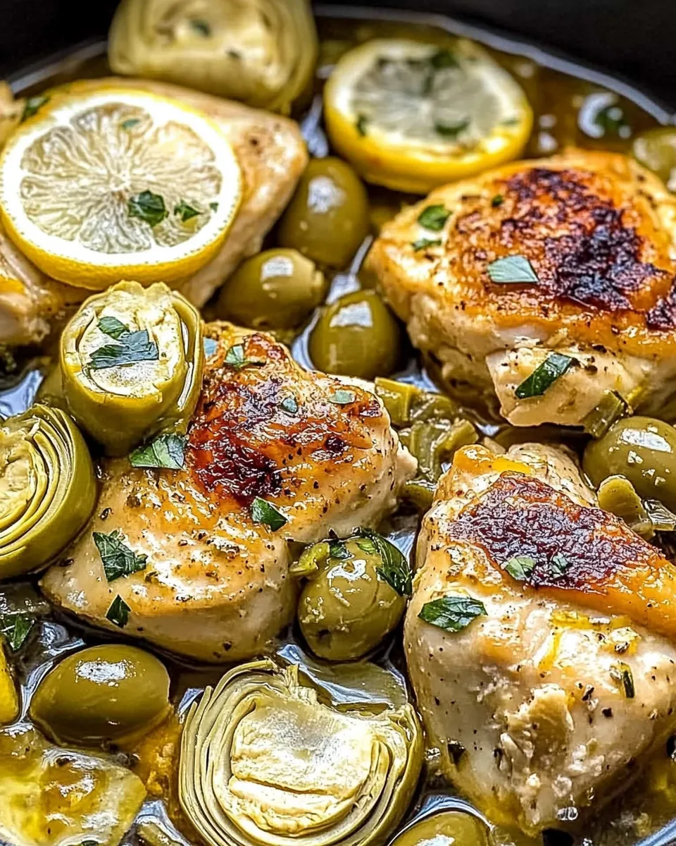Mediterranean Lemon Chicken with Artichokes & Olives – A flavorful and healthy dish with bright lemon, briny olives, and tender chicken.