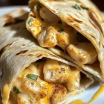 Cheesy Garlic Chicken Wraps with melted cheese and golden grilled tortilla.
