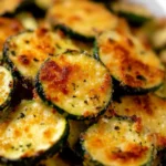 Golden, crispy Baked Parmesan Zucchini slices with a crispy breadcrumb coating and melted cheese.