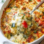 Golden baked zucchini rounds layered with melted cheese, creating a delicious and comforting vegetable side dish.