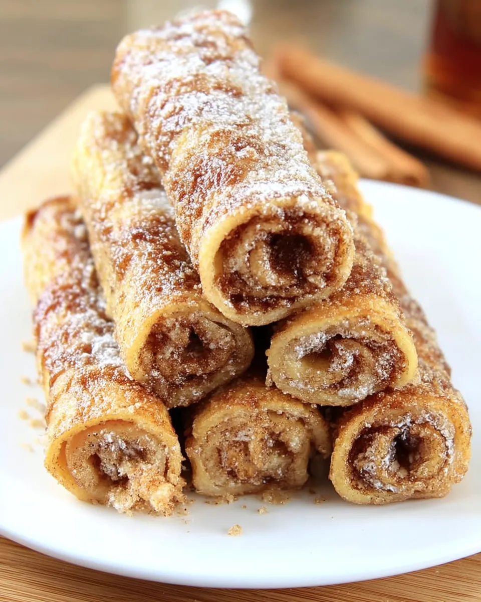 Cinnamon French Toast Roll-Ups filled with sweet cinnamon sugar and served with syrup