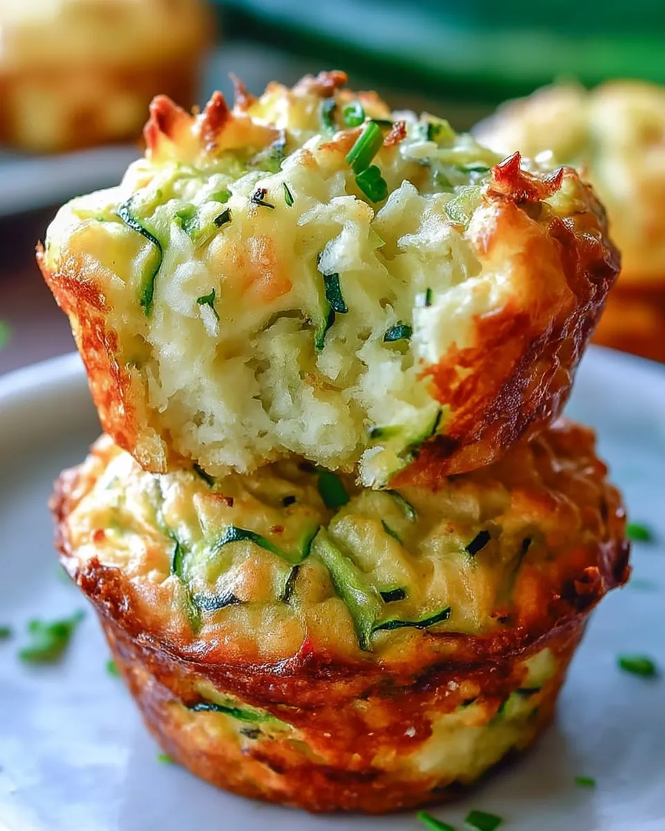 Golden brown zucchini and potato muffins baked with Parmesan cheese, served crispy in a muffin tin.