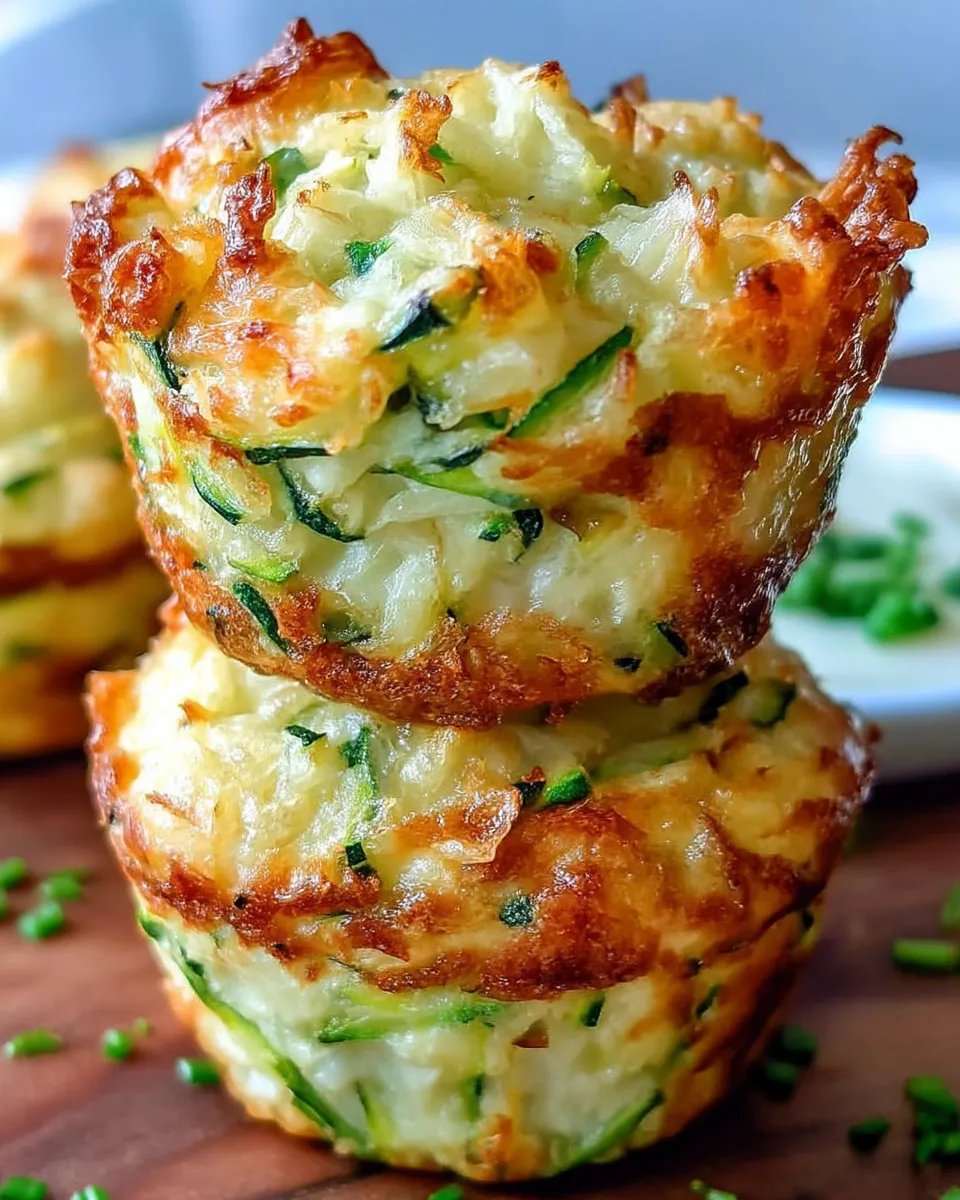 Golden brown zucchini and potato muffins baked with Parmesan cheese, served crispy in a muffin tin.