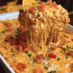 A creamy and cheesy Mexican White Trash Casserole served hot in a baking dish, loaded with ground beef, corn, beans, cheese, and crushed tortilla chips.