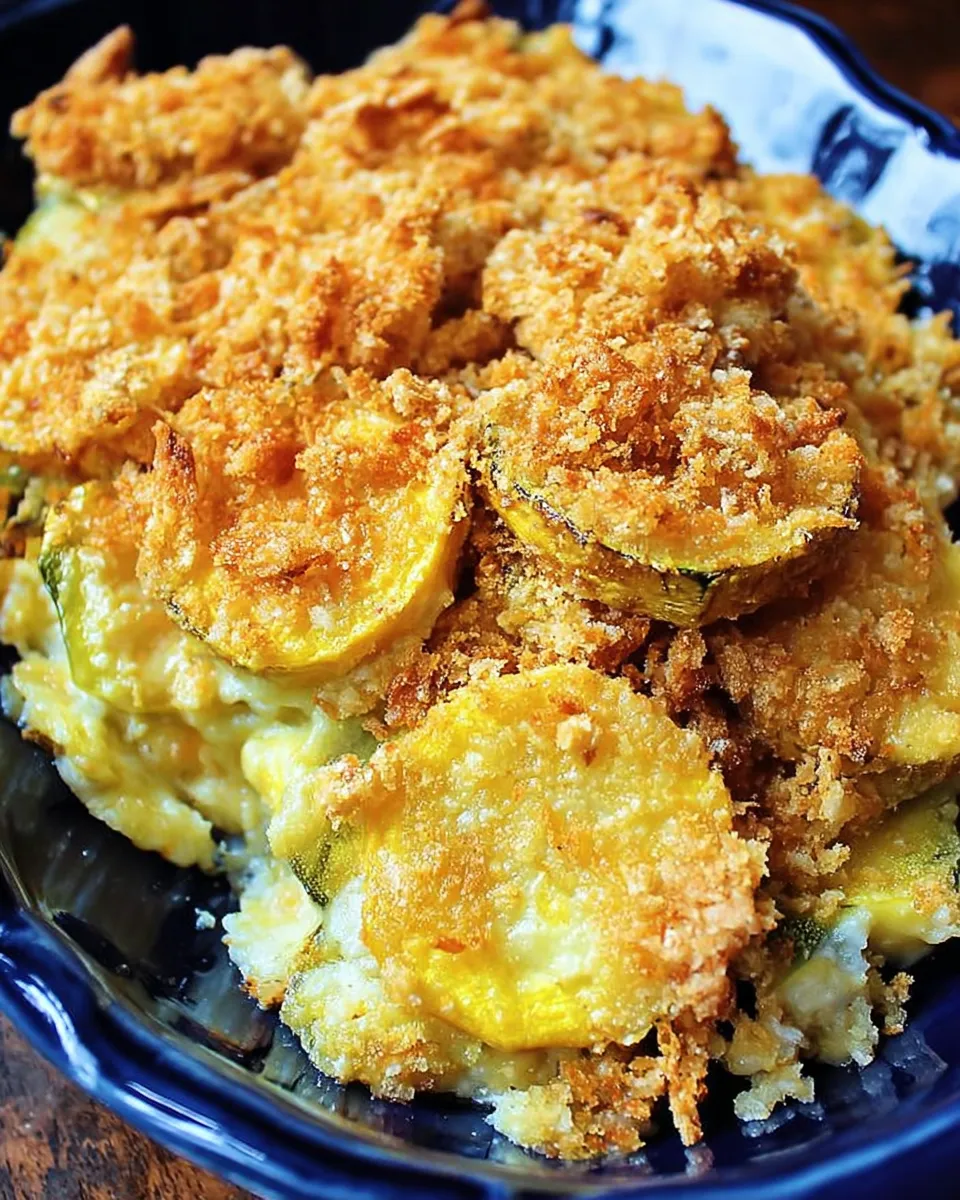 full southern meal with squash casserole
