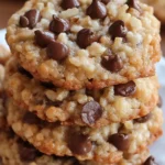 Close-up of golden-brown Rice Krispie Chocolate Chip Cookies with a crispy texture and gooey chocolate chips on a white plate.