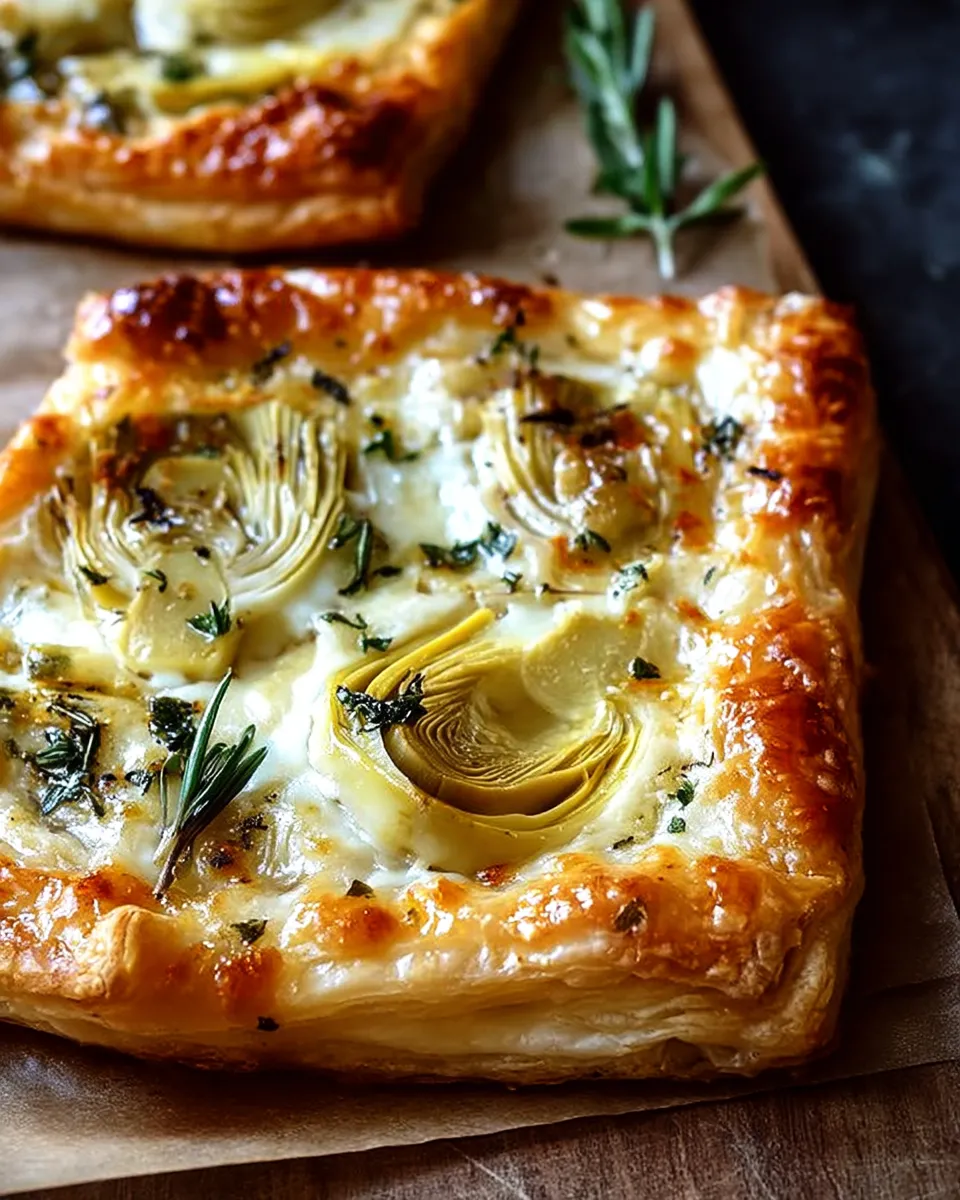 Freshly baked cheesy puff pastry with bubbling cheese and golden crust