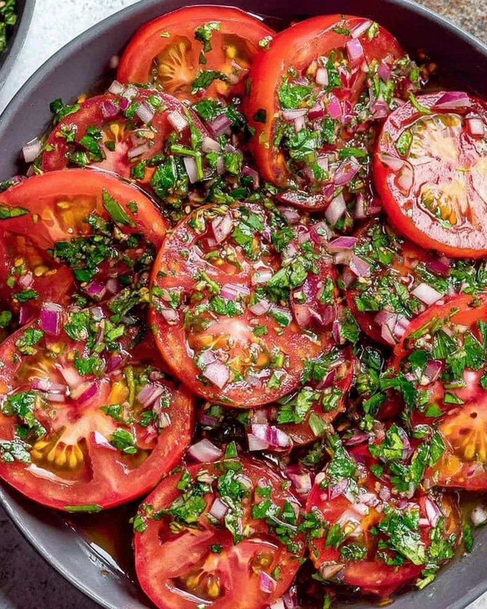 Marinated Tomato Salad Plated
