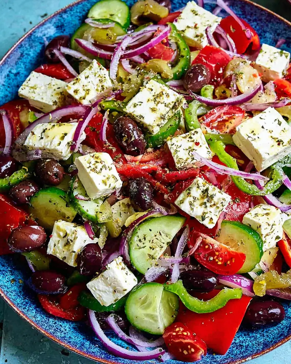 Salad Horiatiki in Rustic Setting