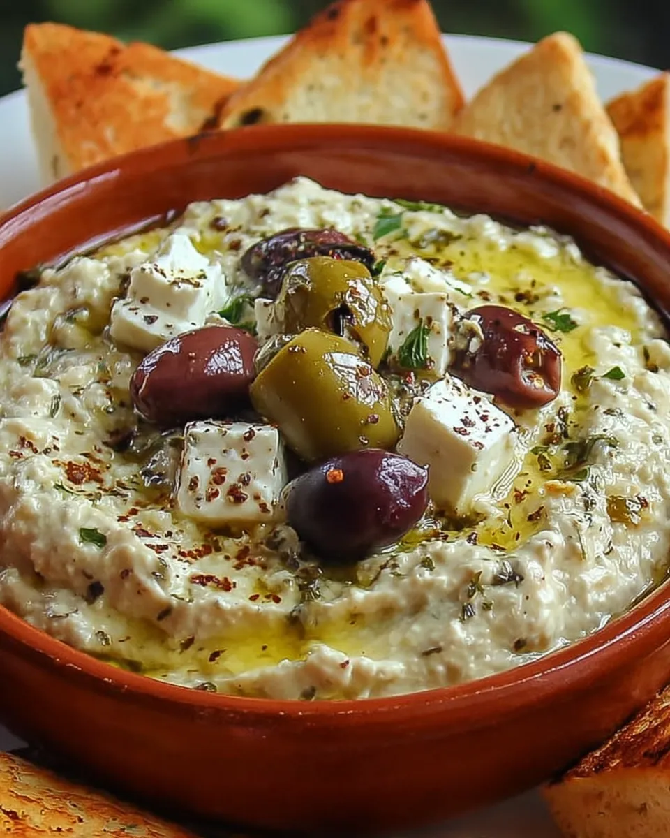 Feta and green olives ready in a processor