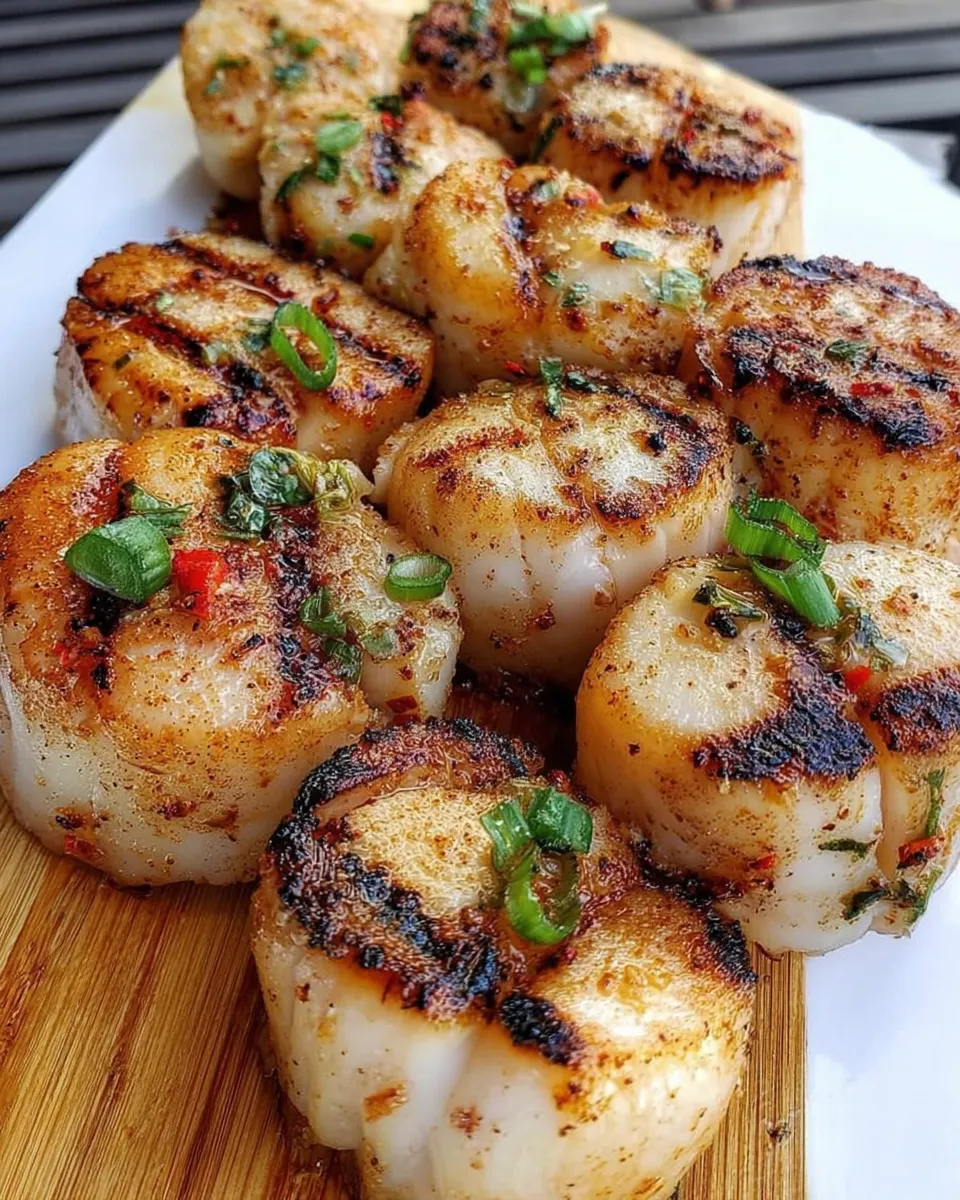 grilled scallops with lemon and herbs