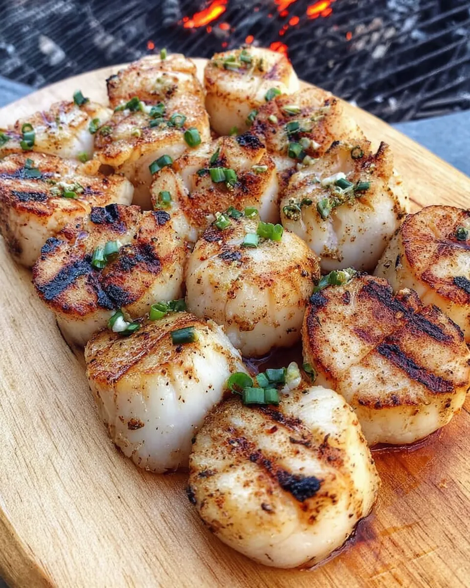 Served grilled scallops
