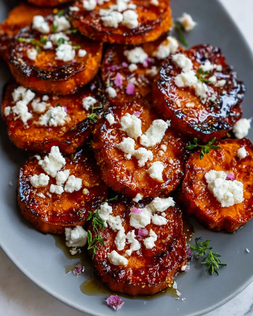 Final touches on Honey Feta Sweet Potato Bites