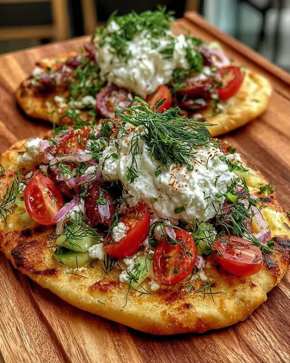 Sliced flatbread with toppings ready to eat