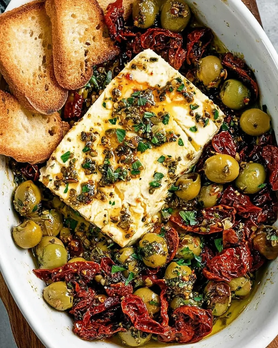 Mediterranean baked feta serving suggestion