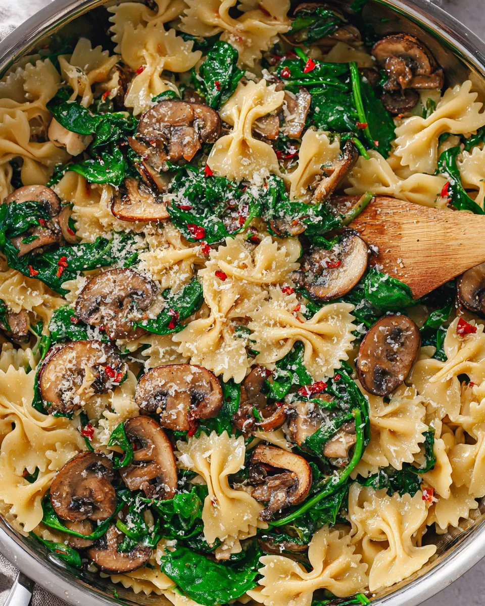 Ingredients for Parmesan Spinach Mushroom Pasta