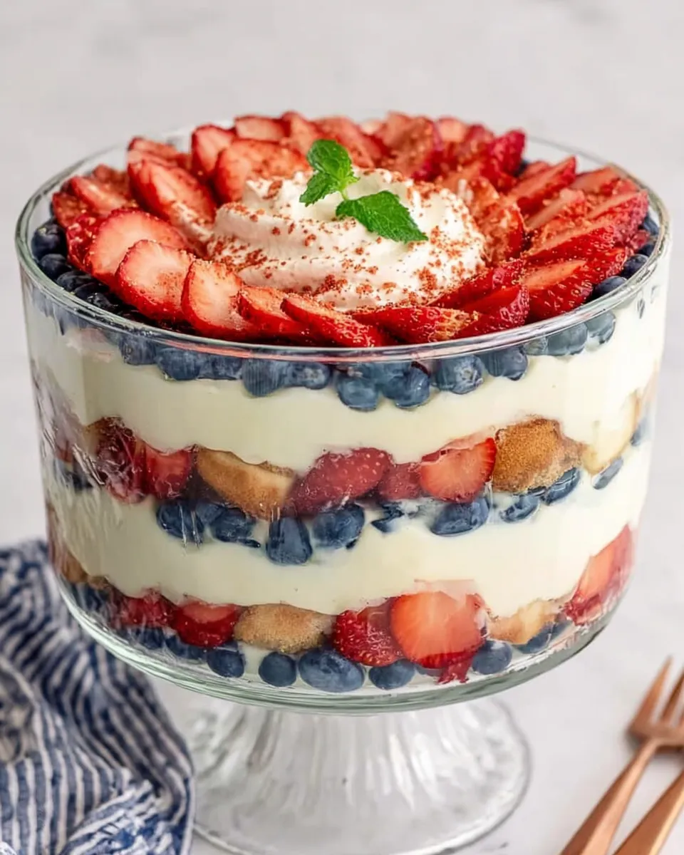 Step-by-step images of assembling berry tiramisu
