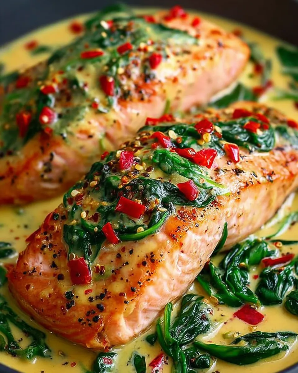 Searing salmon in hot skillet