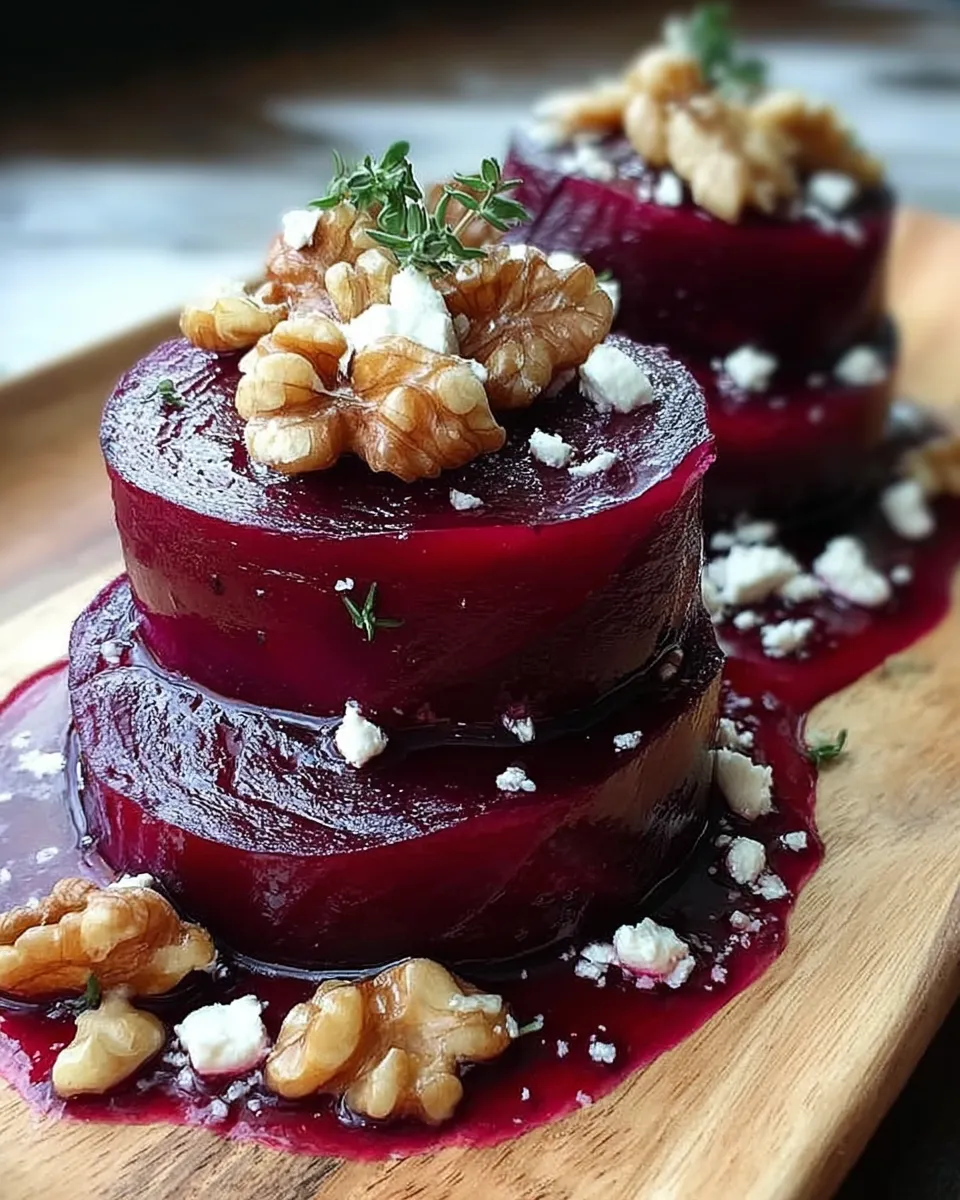 Rustic Beet and Goat Cheese Stacks with Walnut Thyme Vinaigrette