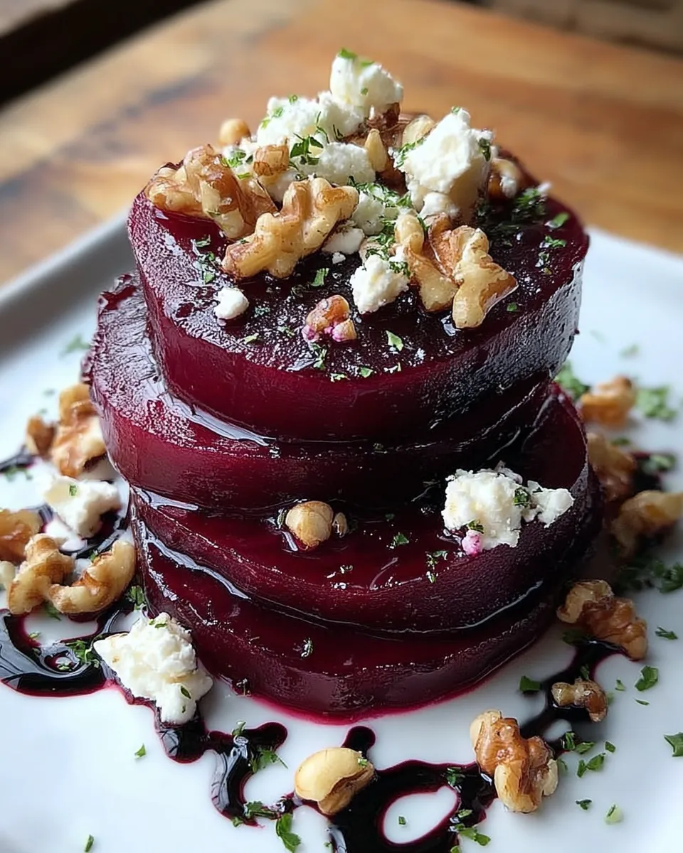 Serving suggestion for beet and goat cheese stacks