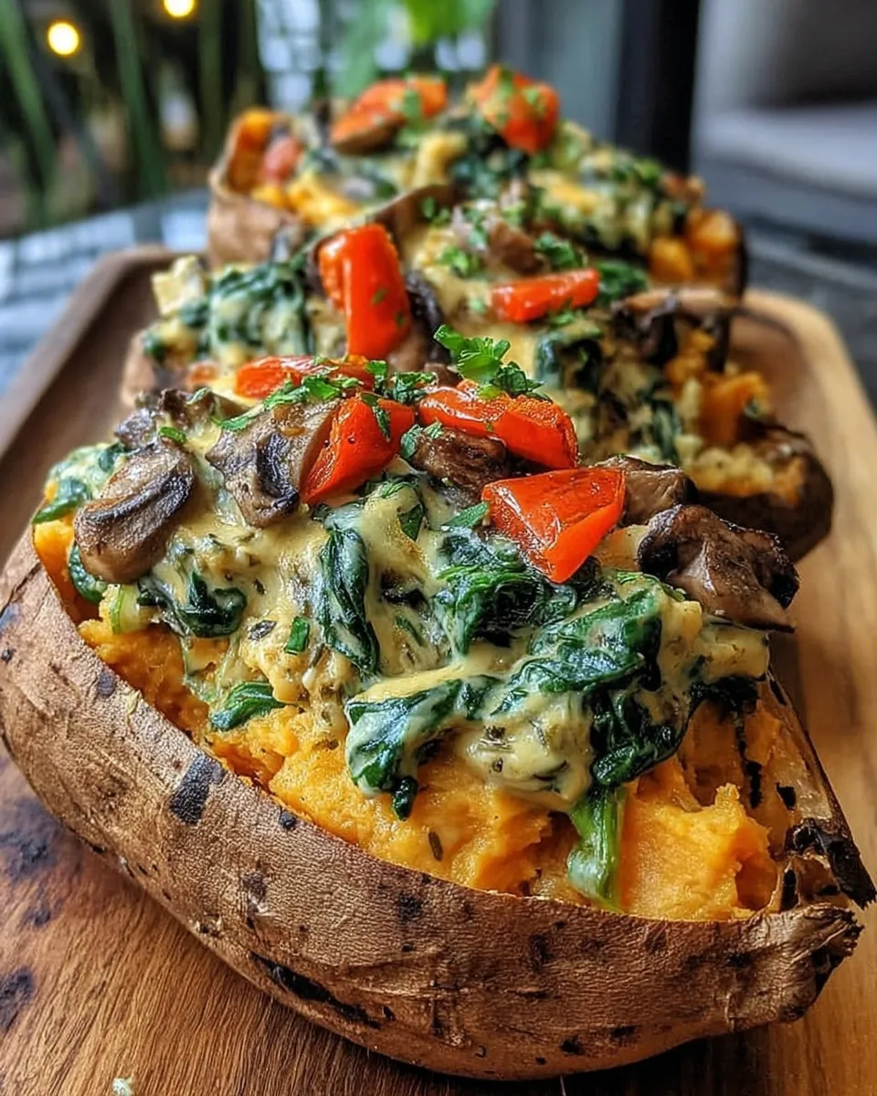 Stuffed sweet potatoes with creamy lemon tahini drizzle