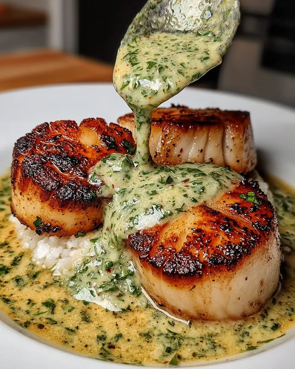 Scallops searing to golden perfection
