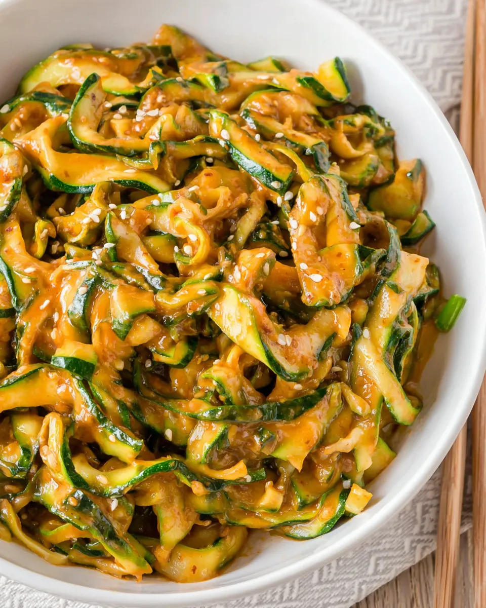 Chinese-style zucchini stir-fry with garlic and red chili flakes on a white plate