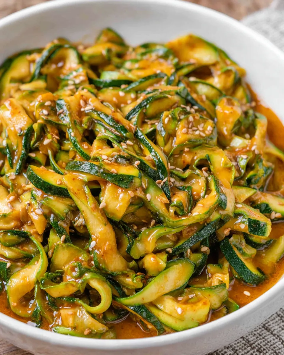 Chinese-style zucchini stir-fry with garlic and red chili flakes on a white plate