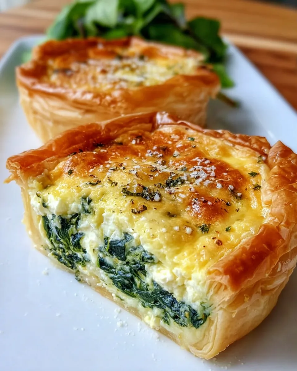 Spinach, feta, dill, eggs and phyllo on wooden surface
