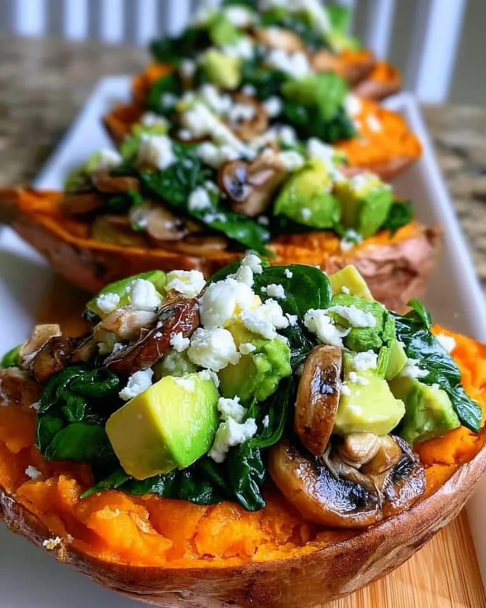 stuffed sweet potatoes with greens and feta