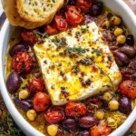 Baked feta mosaic topped with orange zest, capers, and crispy thyme