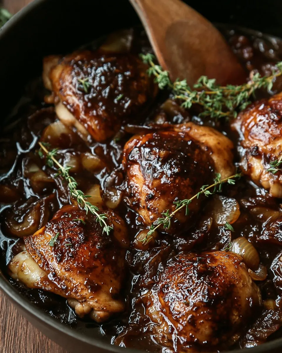 Balsamic Fig Chicken Thighs in skillet