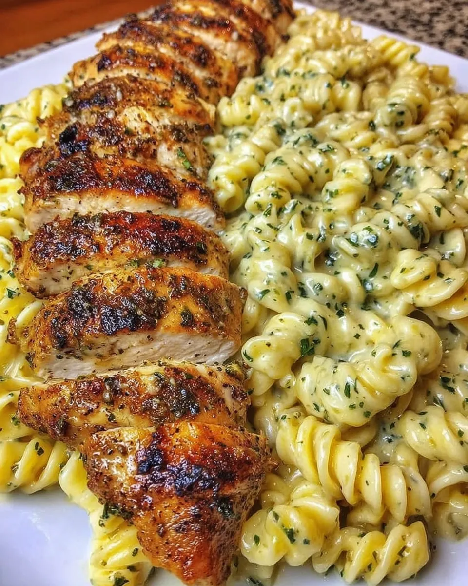 Cheesy Cajun chicken pasta in Alfredo sauce