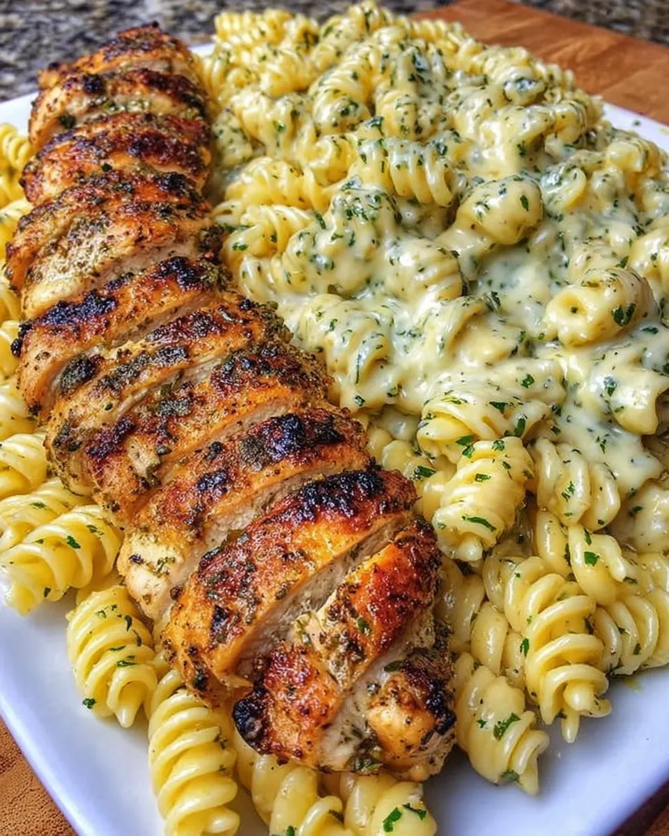 Cajun pasta served with salad and bread