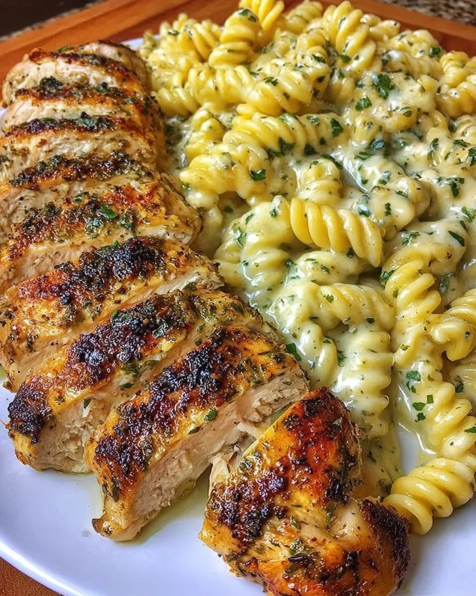 Cheesy Cajun chicken twisted pasta with creamy Alfredo sauce in a skillet