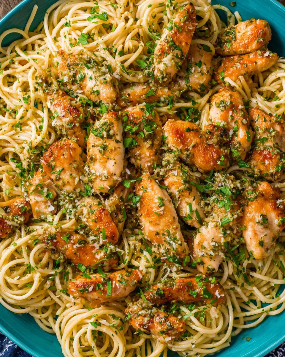Chicken Scampi Pasta with lemon garlic sauce