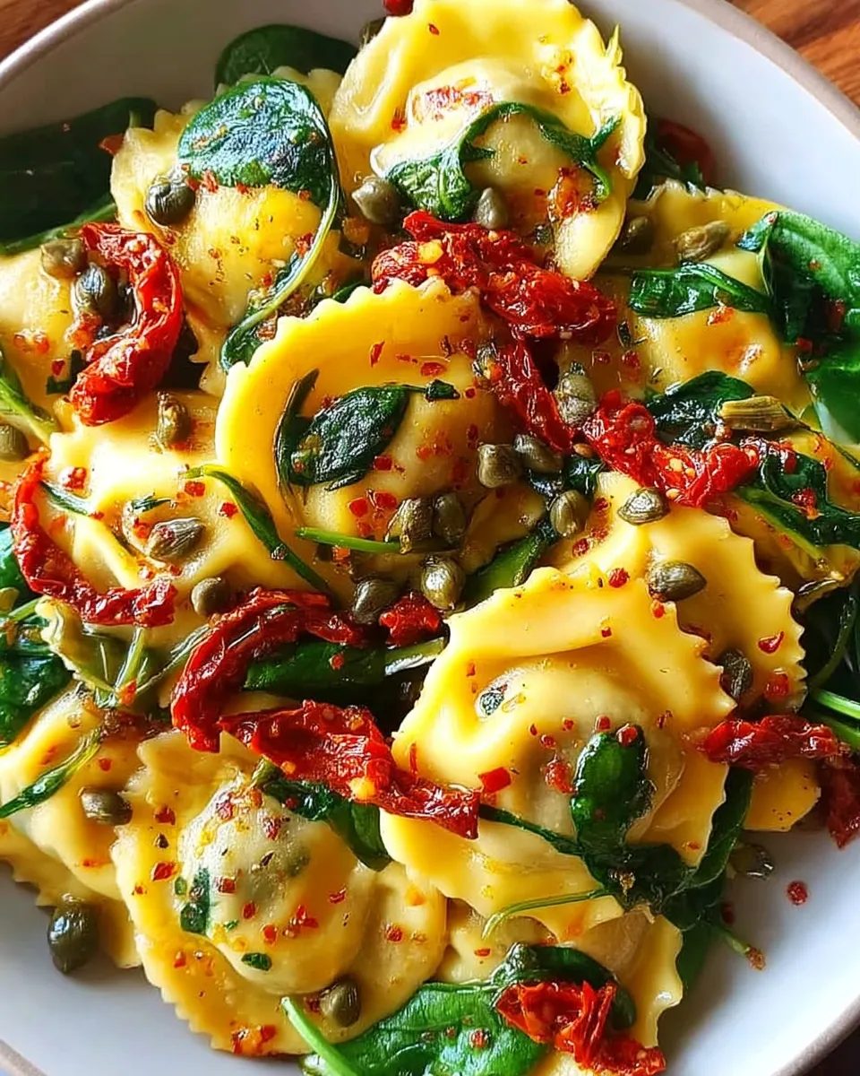 Italian Ravioli with spinach and artichokes