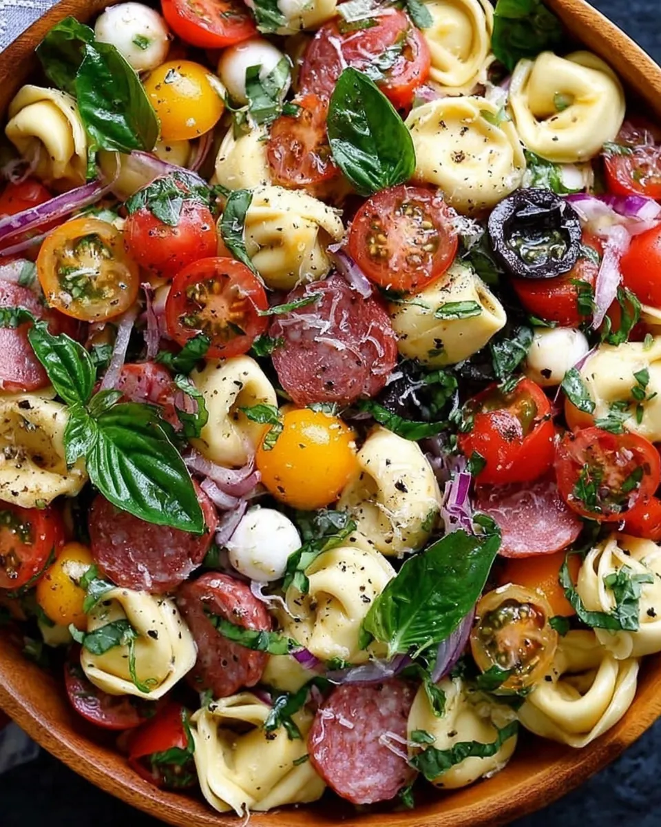 Italian Tortellini Pasta Salad with Salami