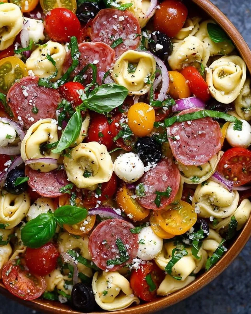 Mixing Italian Pasta Salad