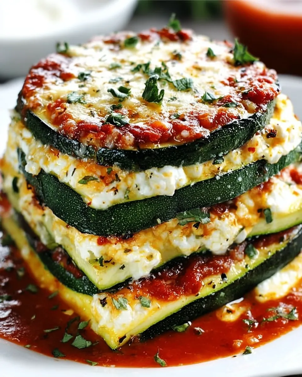  Layering zucchini, ricotta, and marinara