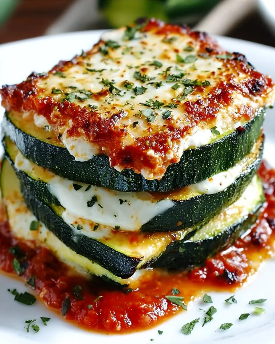 Layered Zucchini Ricotta Melts with golden cheese