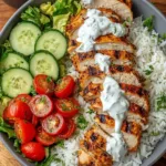 Grilled Chicken Tzatziki Bowl with Fresh Ingredients
