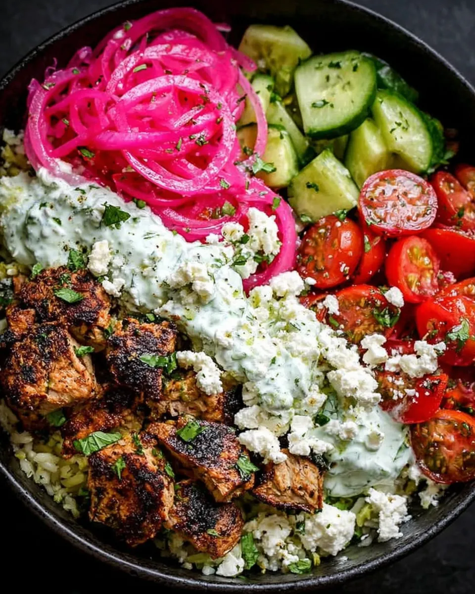 Mediterranean Chicken Power Bowl with Tzatziki and Feta